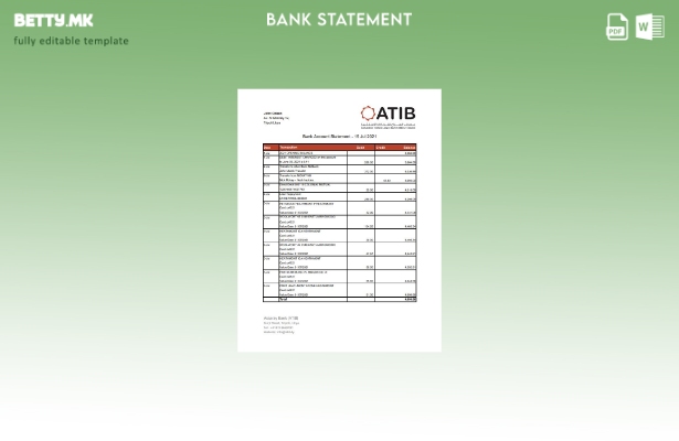 Модерен стил, шаблон за изјава за ексел на банката Либија Асарај (ATIB).